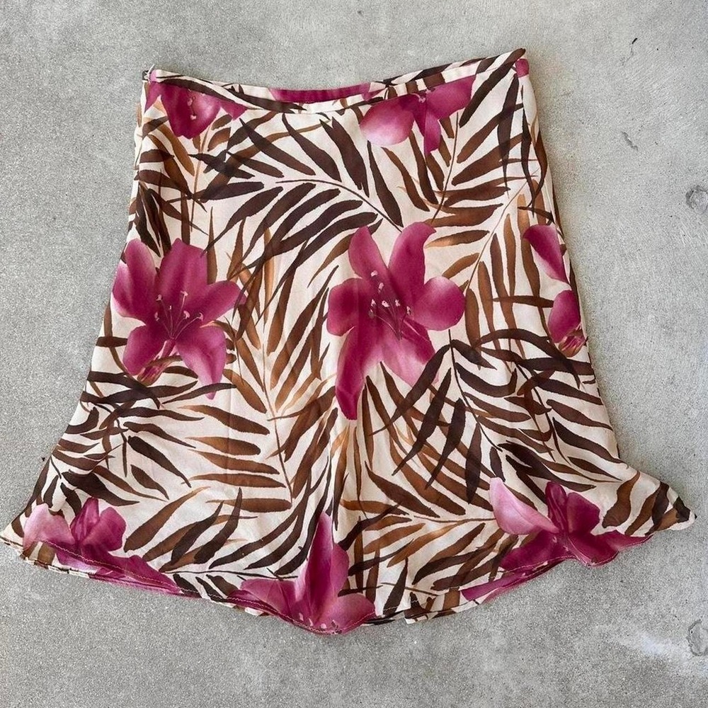 Nygård Collection Floral Silk Skirt Womans 34" Waist